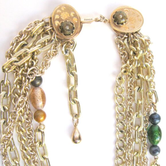 Vintage Signed PAMAR Multi-Chain & Italian Bead Necklace, Italy - Picture 2 of 4